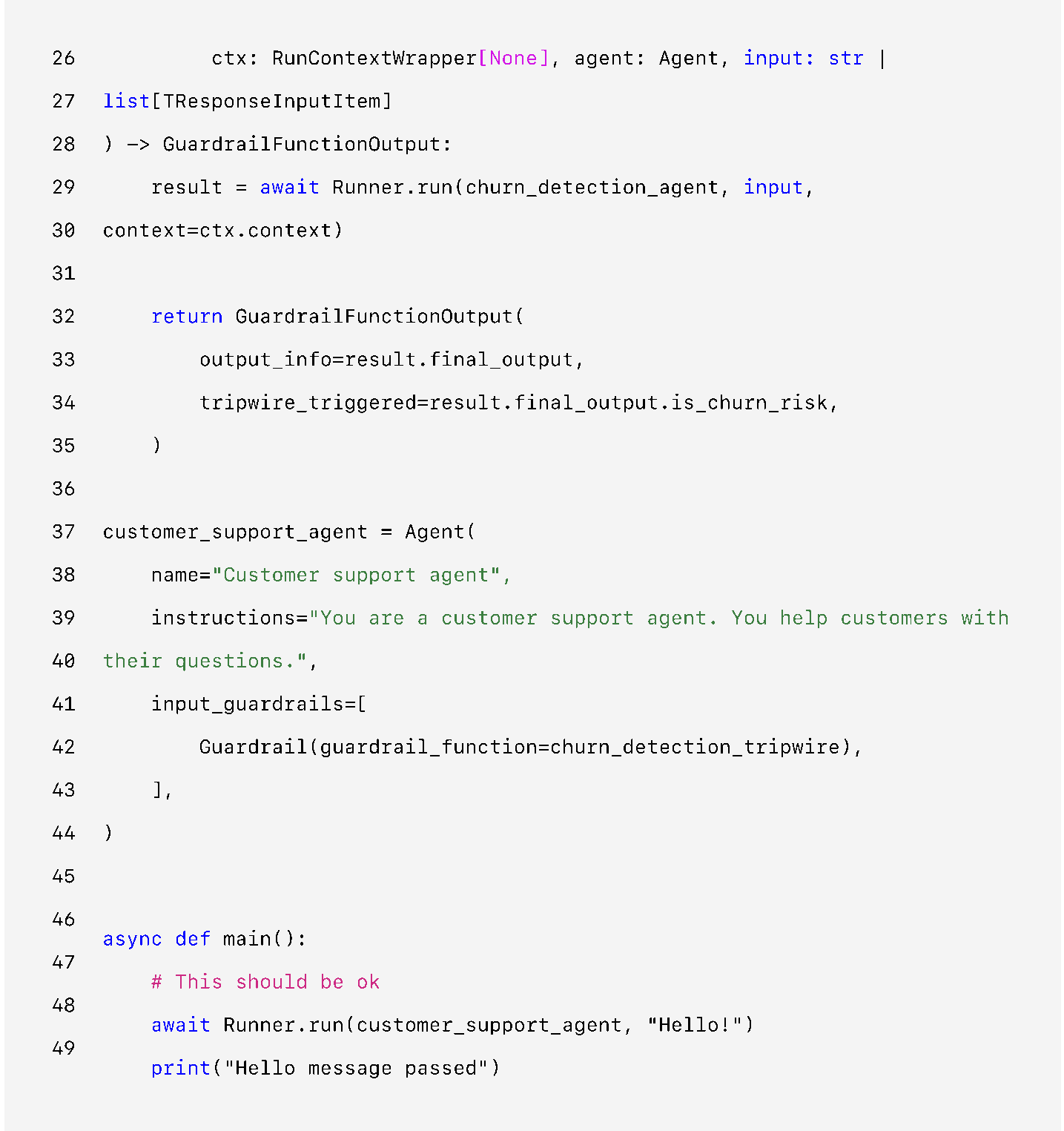 Guardrail Python example — part 2 (original PDF, page 29)