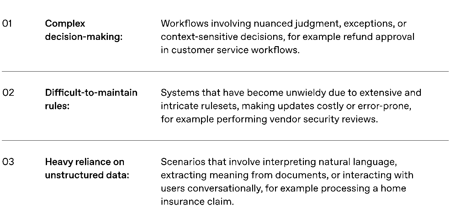 Use case selection table (original PDF, page 6)